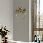 porte serviettes doré ornements floraux oiseaux classique fixations salle bain autocollant