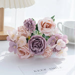 bouquet fleurs artificielles violet rose blanc classique intérieur décoration maison événement anniversaire mariage