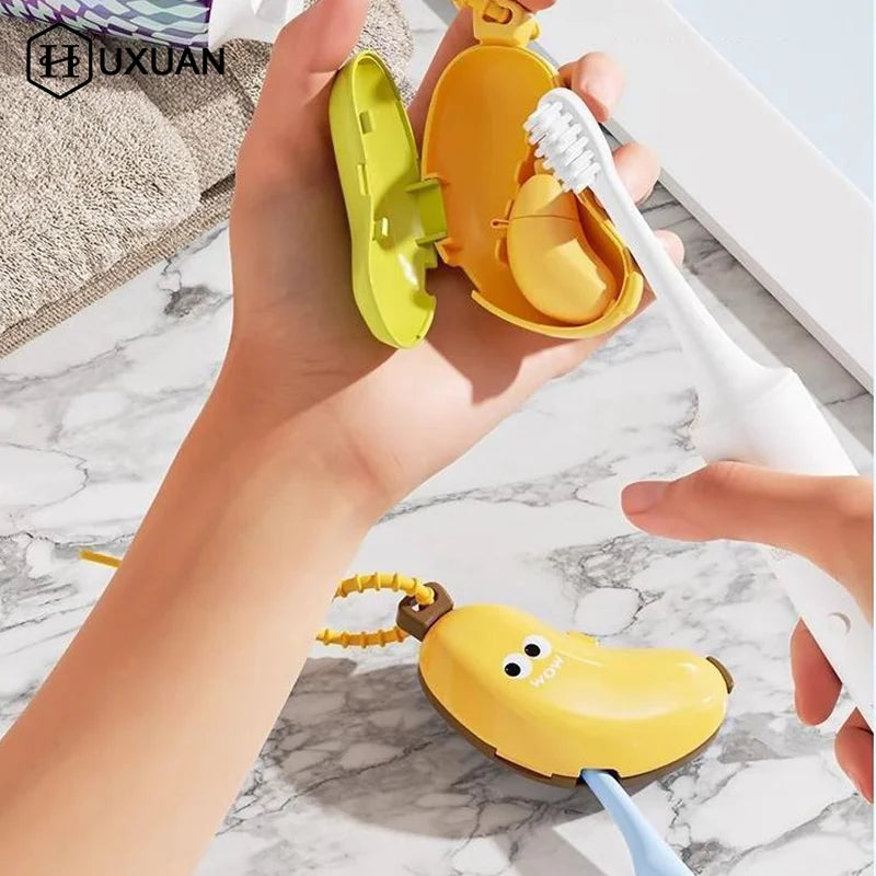 boîtier banane rangement brosses dents dentifrice portable voyage ludique enfants