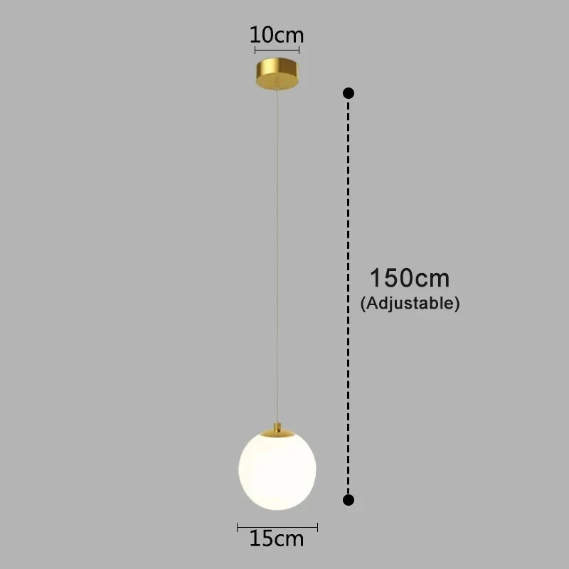 suspension lumineuse pendentif verre blanc structure dorée éclairage moderne chambre étude