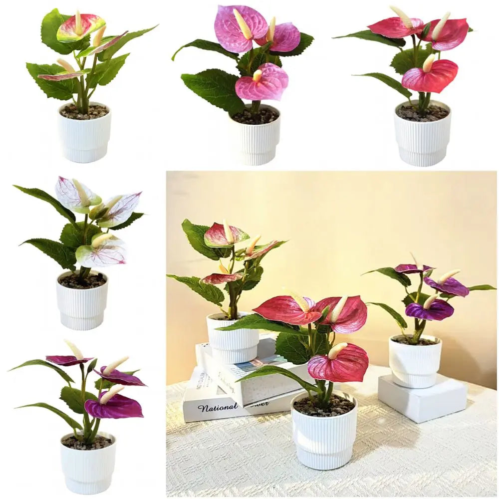 Plantes artificielles violet rose vert feuilles larges coeur moderne pot gravierextérieur
