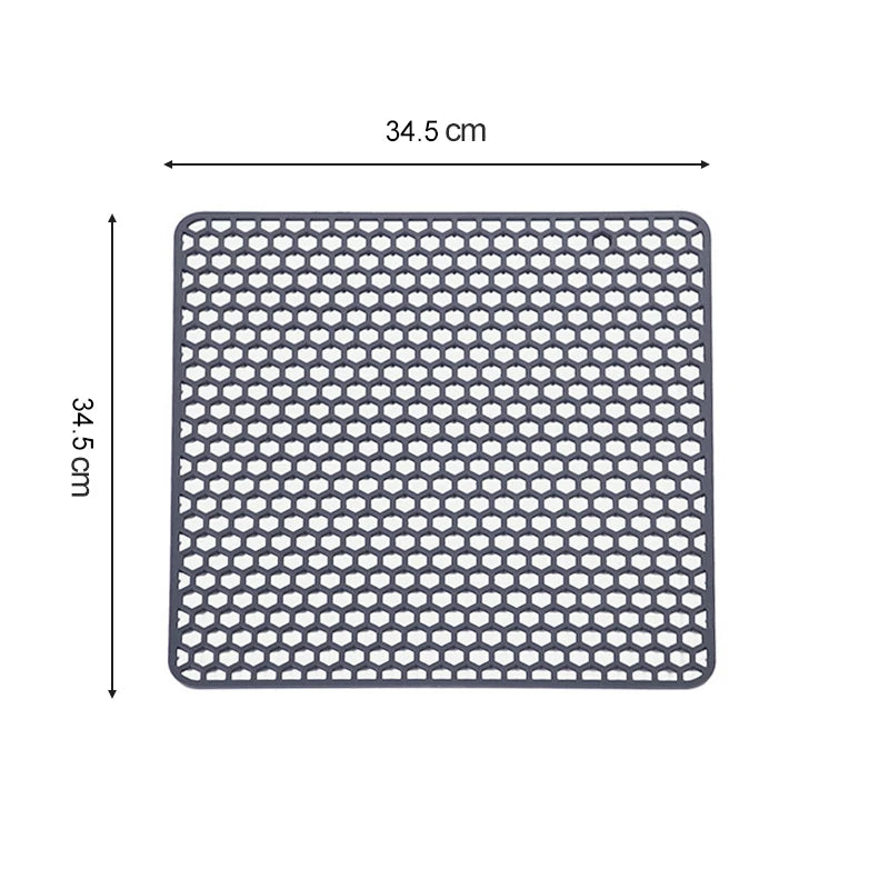 tapis protection silicone moderne gris perforations antidérapant cuisine vaisselle fond évier résistance chaleur