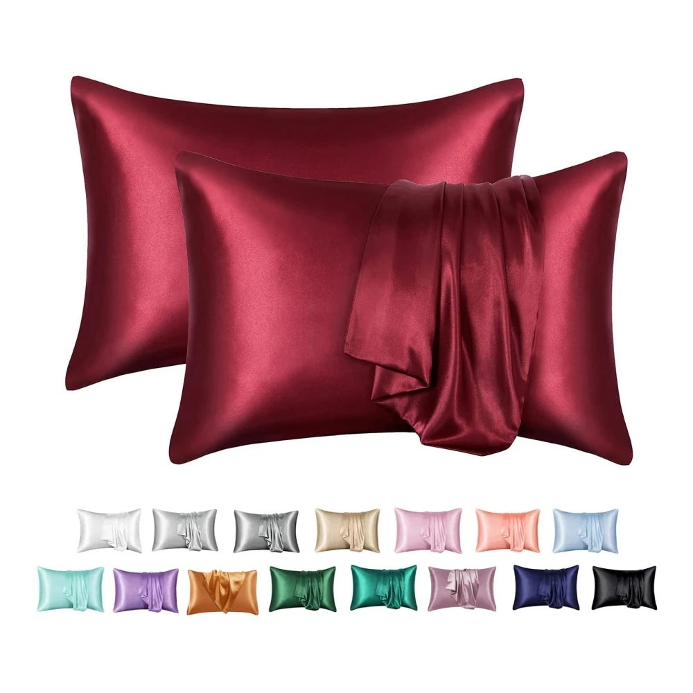 protège oreiller moderne soie brillante housse protection lit élégante couleur unie