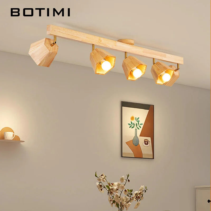 spots lumineux bois massif led moderne finition brillante éclairage quotidien murale 220v scandinave