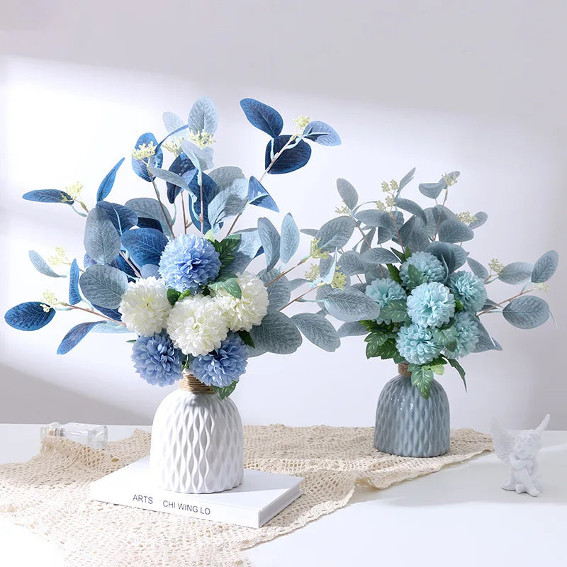 vase table moderne plastique blanc opaque tendance 12cm 14.5cm[arrangement floral incluse]