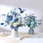 vase table moderne plastique blanc opaque tendance 12cm 14.5cm[arrangement floral incluse]