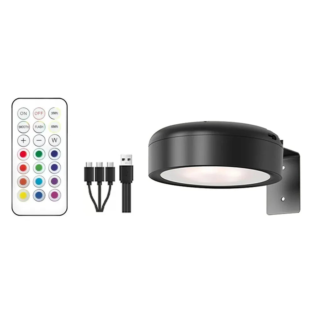 lampe murale led noire rechargeable sans fil adhésive télécommande câble usb moderne intangible économique