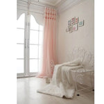 rideau rose clair ruché brodé semi transparent classique romantique maison