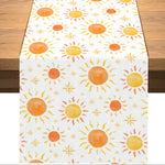 chinois moderne chemin table lin soleils colorés blanc orange jaune festive salle manger