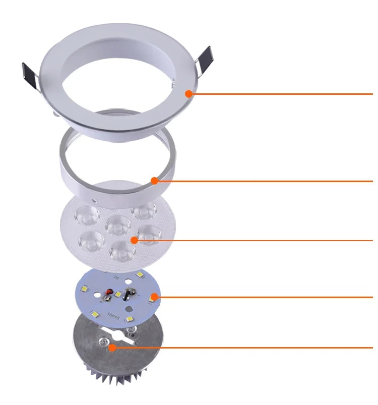 Spot LED argenté moderne grille aluminium 8.4cm 6.5 7cm