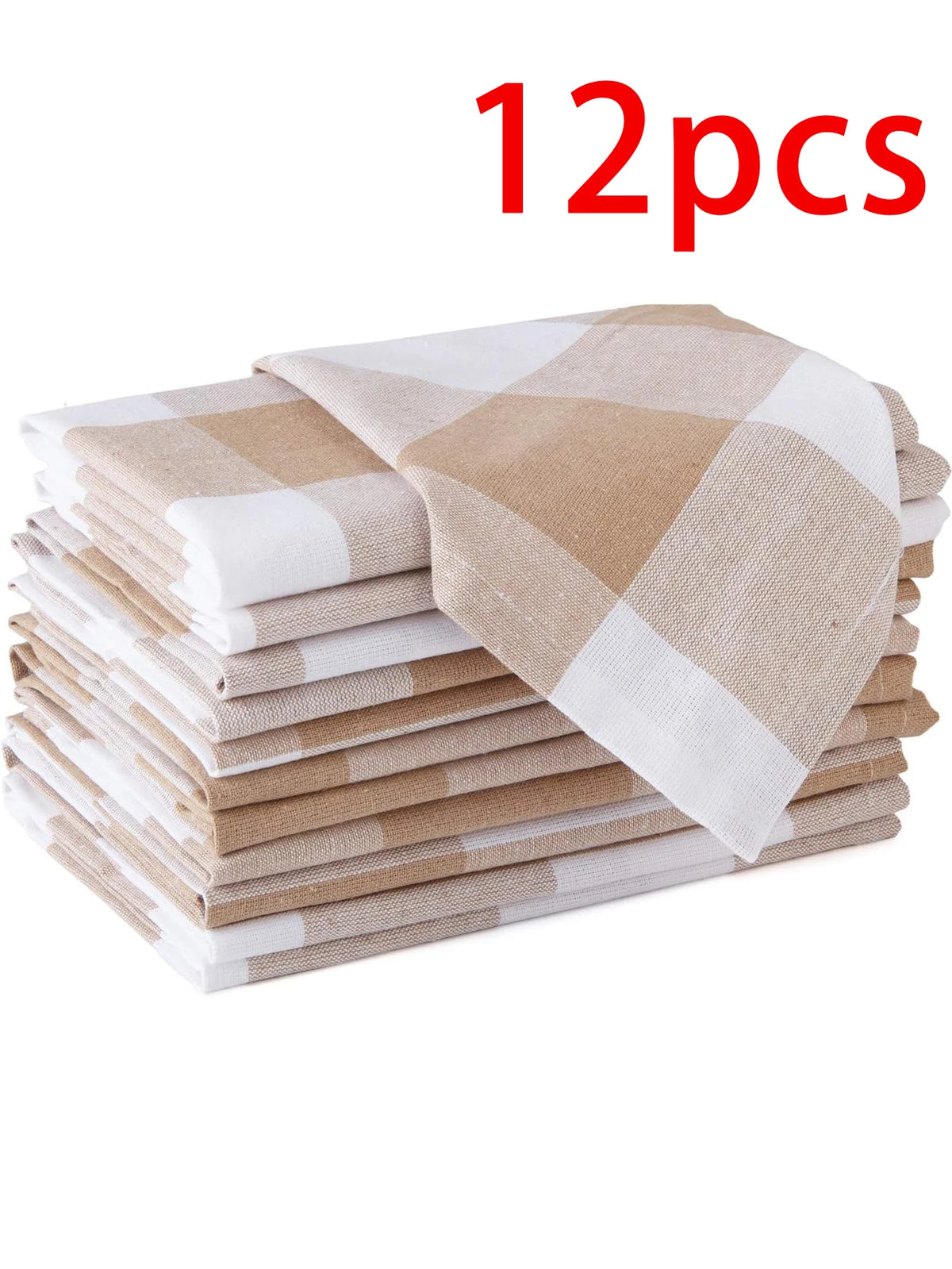 serviettes table carreaux beige blanc marron rouges élégantes réutilisables restaurant maison festive