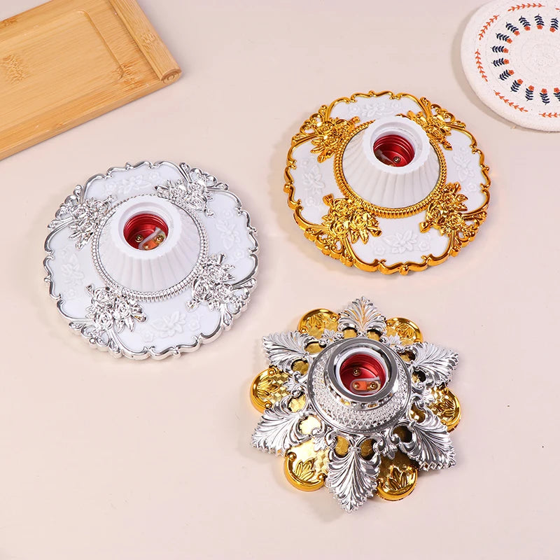 support lampe ornemental baroque or argent rouge ornements floraux motifs géométriques opaques