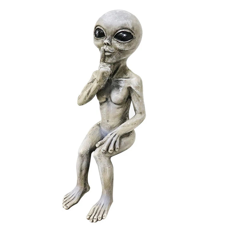 statues aliens résine vert gris moderne humour verre bière vin fixations