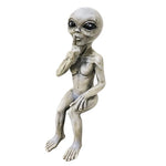 statues aliens résine vert gris moderne humour verre bière vin fixations