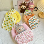 draps lits miniatures oreillers figurines animaux motifs floraux mignon meubles chambre enfants