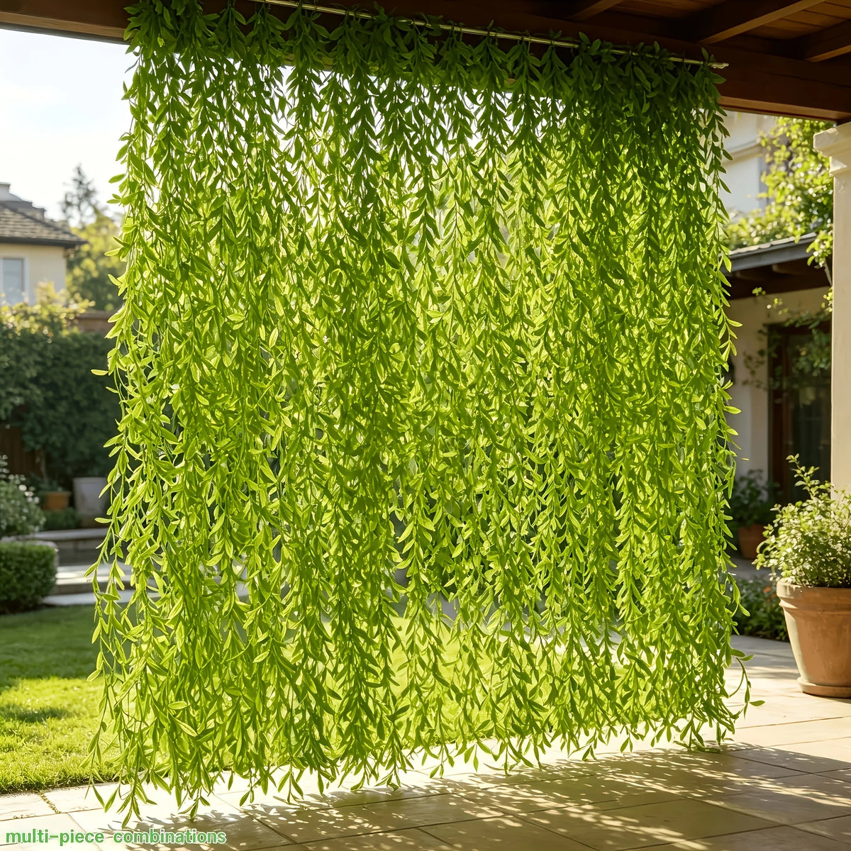 rideau artificiel feuilles vert clair décoration intérieure moderne clips anniversaire mariage fêtesValueHandling: