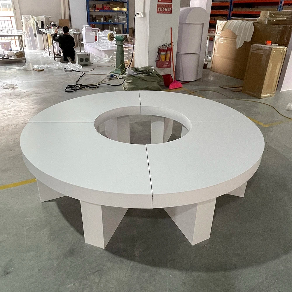 table ronde blanche moderne mariage décoration événement durable fourre tout minimaliste