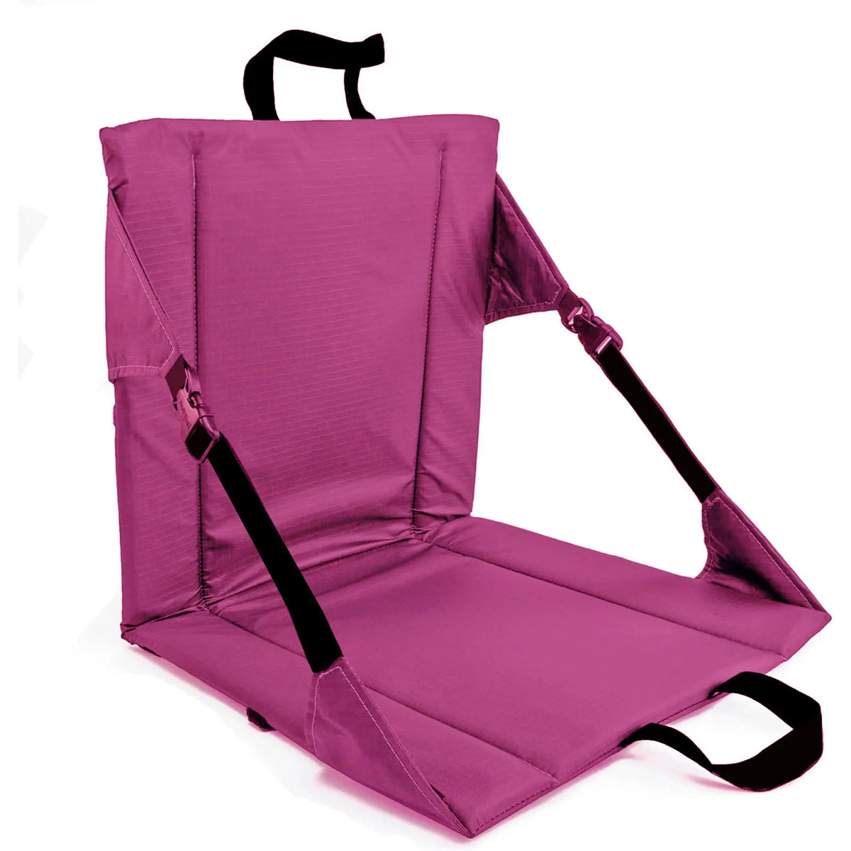 chaise pliable moderne bleu violet tissu rugueux ceintures noires poignée arrière extérieurversible inclinable