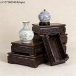 socle bois ébène miniature plateau vase théière décor traditionnel asiatique occasionnels