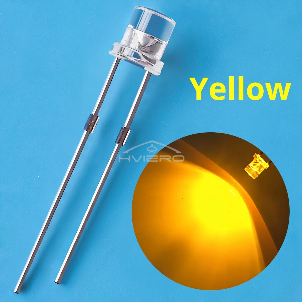 diodes led 3v transparentes bleues vertes rouges chaudes jaunes blanches roses violettes oranges plat