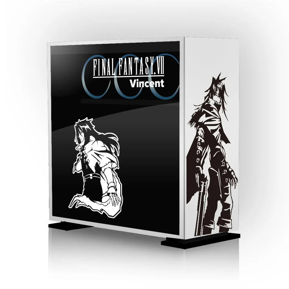 autocollants graphiques final fantasy vii cloud sephiroth tifa vincent boitier pc noir blanc