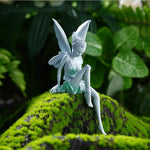 statuette féerique résine blanc vert clair ailes translucides robe tissu fin classique romantique décoration