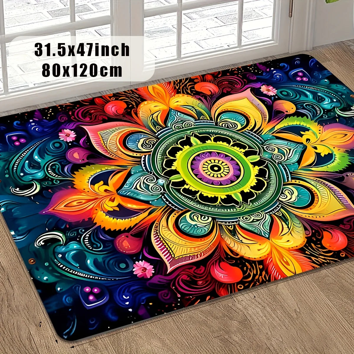 tapis multicolore mandala floral moderne extérieur intérieur sol porte chambre résistant adhésif polyester