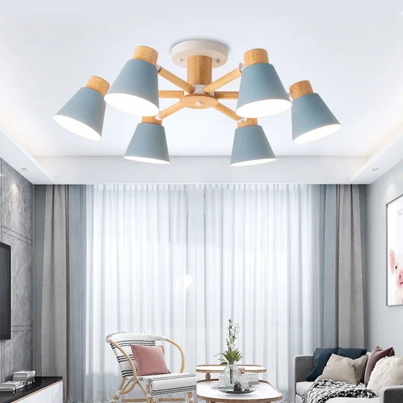 lampe suspendue conique bois blanc moderne scandinave ampoules e27 ajustable suction chambre salonhôtel restaurant
