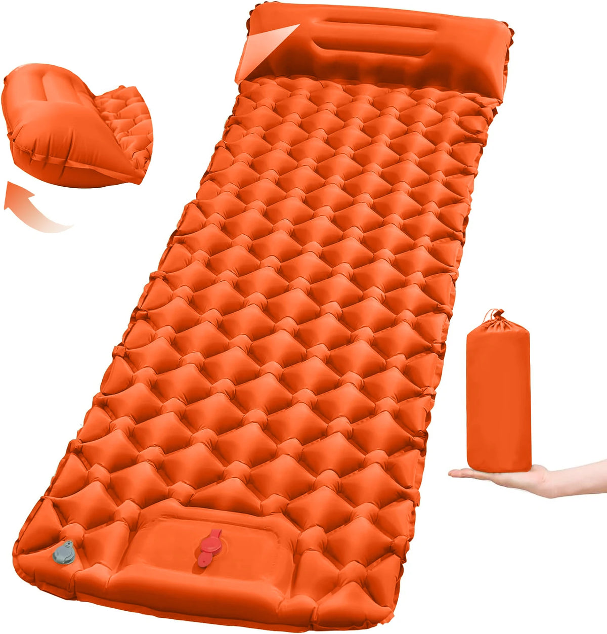 matelas gonflable camping pliant pompe main sac rangement oreiller randonnée