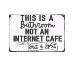 plaque décorative vintage humour texte grunge coeurs toilette blanc brun rouge