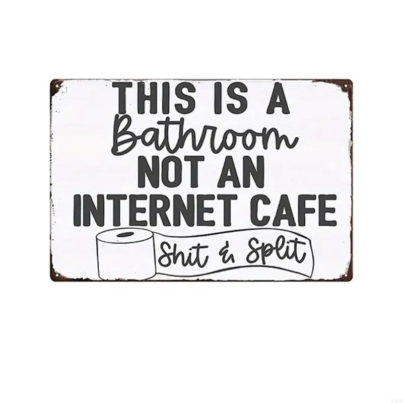 plaque décorative vintage humour texte grunge coeurs toilette blanc brun rouge