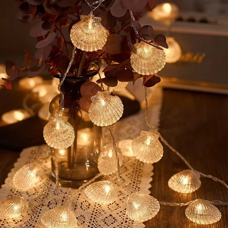 décoration intérieure guirlande lumineuse étoile mer coquillage thème marin festif anniversaire noël