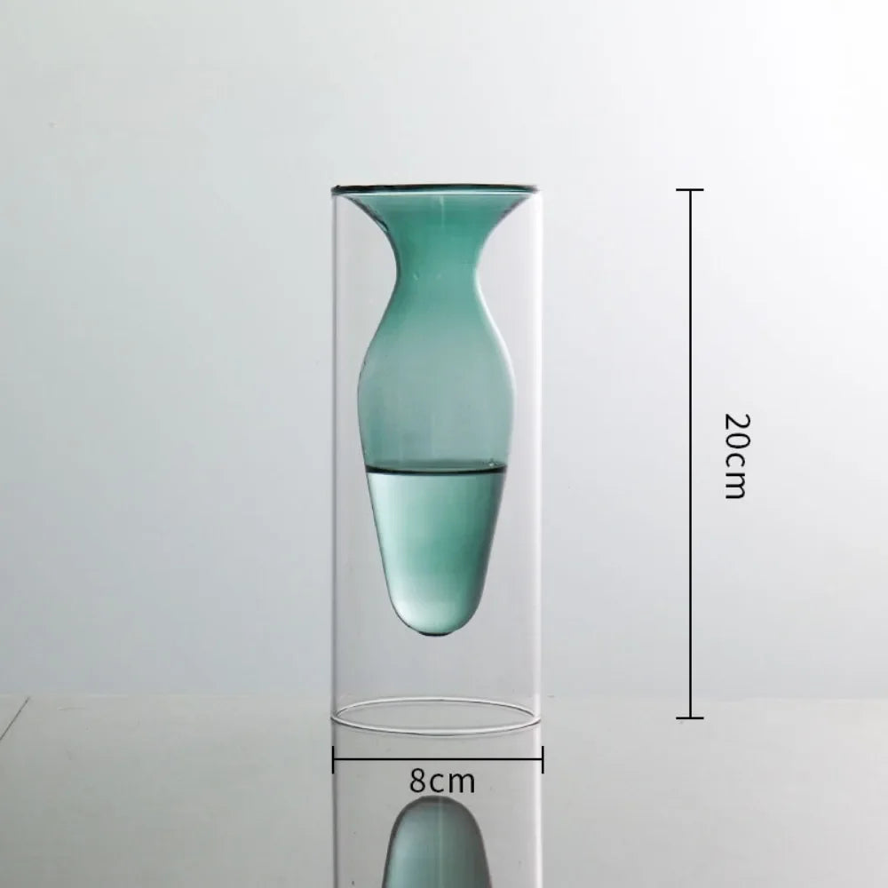 vases décoratifs modernes verre transparent couleur rose violet vert jaune bleu formes organiques arrondies