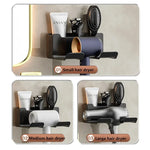support mural multifonction adhésif noir moderne salle bain accessoires coiffure Brosse étui rasoir crème