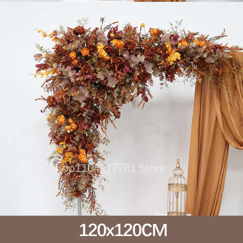 décoration événement mariage arc floral composition feuilles branches rustique automnale