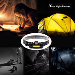 lampe frontale led rechargeable pêche camping extérieur clip détachable noir rouge jaune