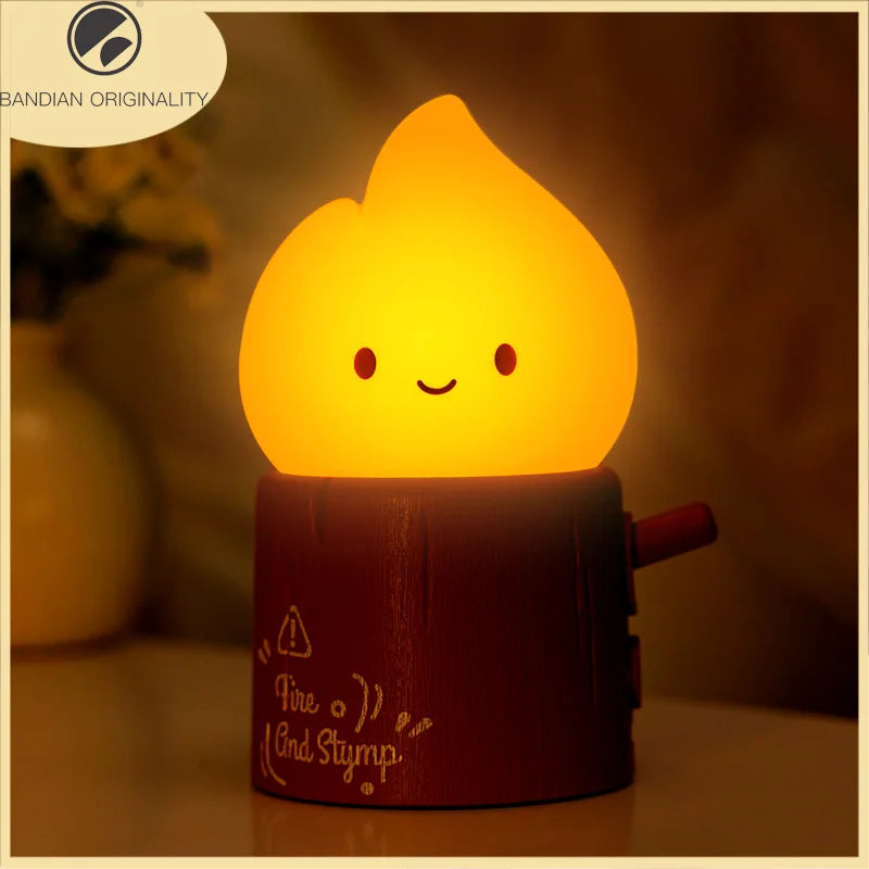 lampe nuit sans flamme réglable led souriant orange chambre enfant mignon controle luminosité