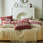 housses coussin décoratives noël motif tartan brodé rouge blanc traditionnel décoration intérieure