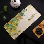 serviettes thé vert bleu beige peinture chinoise motifs floraux art traditionnel zipper cuisine