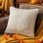 taies d'oreiller citrouille orange beige motifs imprimés jacquard doux polyester opaques maison