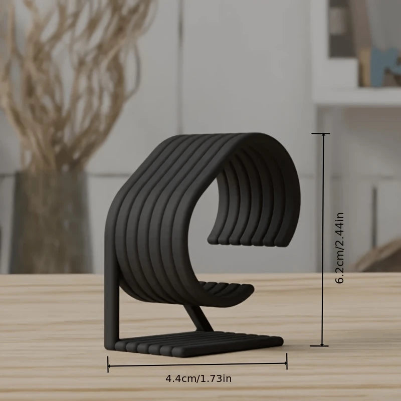 support montre noir moderne rayures horizontales plastique debout decoration intérieure élégante