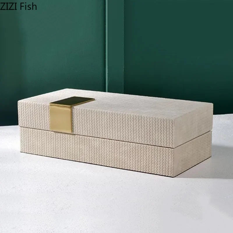 boîtes bijoux cuir gris vert moderne élégantes plaque dorée rangement cosmétiques pots rangement