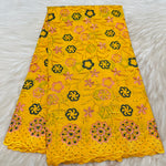 tissu dentelle coton brodé fleurs motif broderie africaine voile suisse vêtement élégant