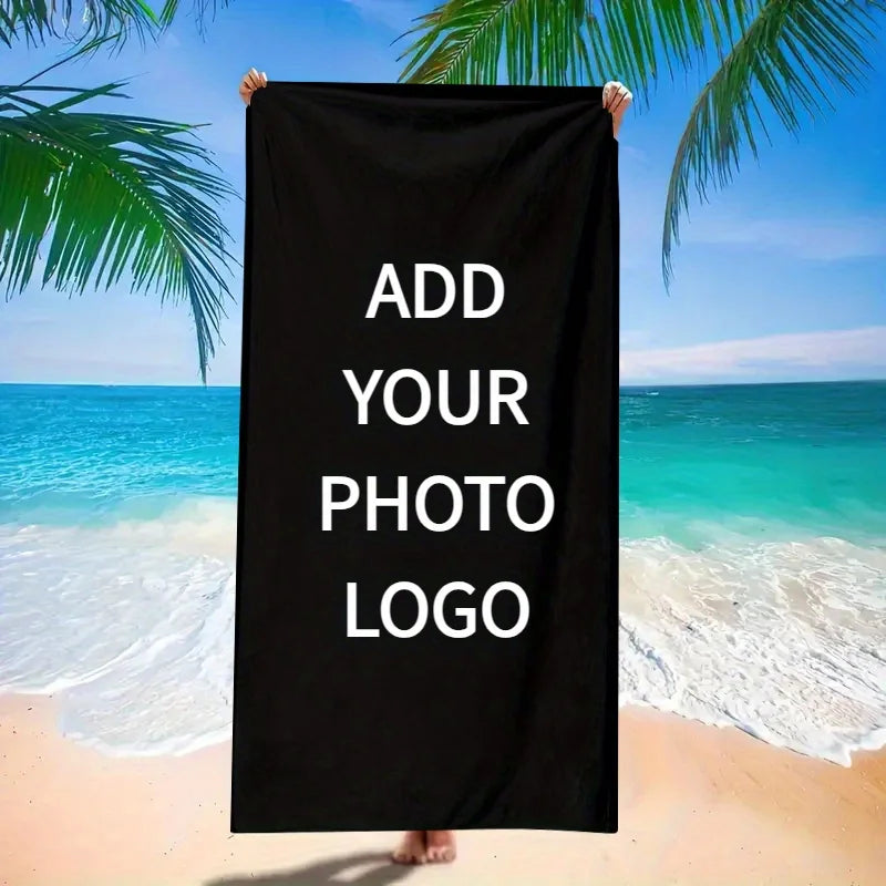 serviette plage séchage rapide polyester moderne imprimante photo logo noir dimensions variées été piscine