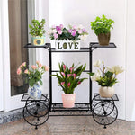 chariot fleurs métal forgé vintage niveaux pots succulentes plantes moyennesextérieur decoration noir