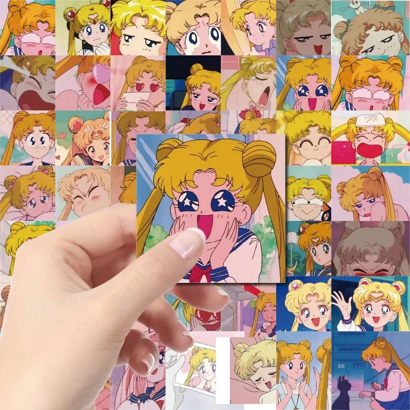 autocollants Sailor Moon cartes postales dessins animés personnage anime rose bleu marine blanc rouge