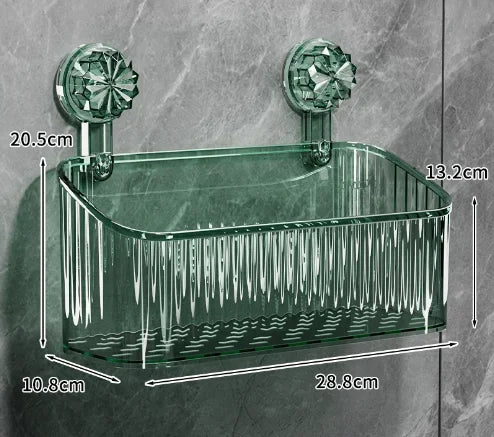 panier rangement mural transparent rayures moderne fixation suction cosmétiques flacons toilette