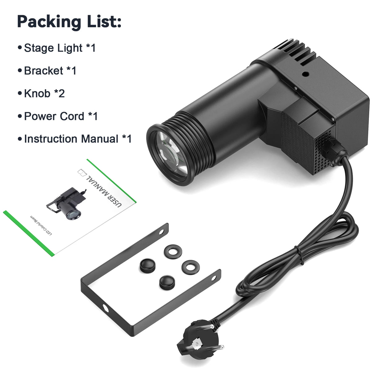 projecteur led noir moderne 30w dmx vis manivelle câble instructions