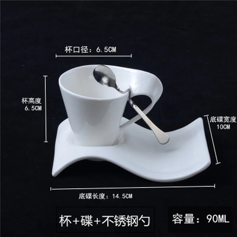 tasse blanc porcelaine moderne respectueux environnement 130ml 200ml 300ml 90ml cuillère dorée gâteau