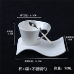 tasse blanc porcelaine moderne respectueux environnement 130ml 200ml 300ml 90ml cuillère dorée gâteau